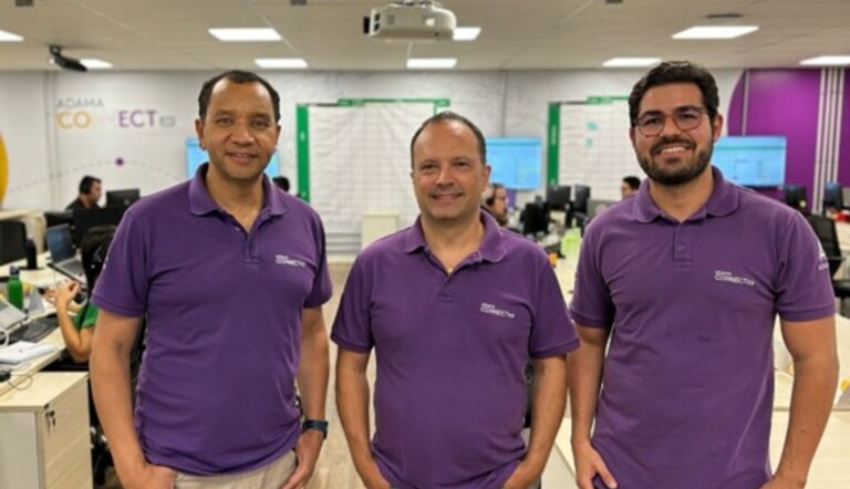 Os gestores do projeto Connect na ADAMA, (da esq. para a dir.) Artur Ferraz, Luciano Lance e João Fernandes