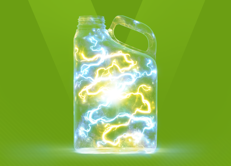 Ilustração de Embalagem transparente de Apresa com raios de energia dentro
