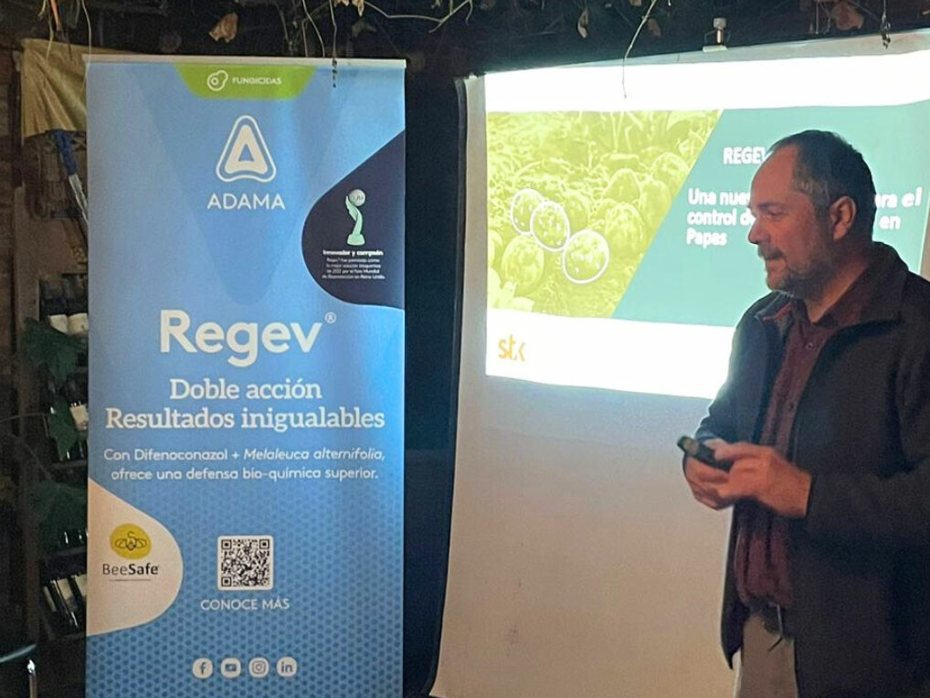 En el mes de agosto, dimos inicio al ciclo de charlas técnicas junto a nuestro partner Stockton bio-ago technologies, en el cultivo de papas presentando a Regev ®; único fungicida híbrido que cuenta con nuevo uso y extensión de etiqueta para el control de Alternaria solani en papas; tizón temprano.   Realizamos el primer encuentro en la región de Coquimbo, junto a nuestro partner Tagle y Cia, ampliando igualmente nuestro ciclo de charlas técnicas a las localidades de Osorno y Temuco.   Agradecemos la partic