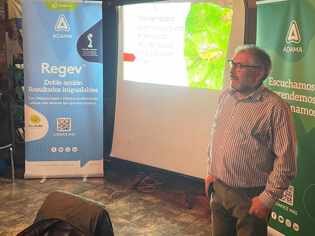 En el mes de agosto, dimos inicio al ciclo de charlas técnicas junto a nuestro partner Stockton bio-ago technologies, en el cultivo de papas presentando a Regev ®; único fungicida híbrido que cuenta con nuevo uso y extensión de etiqueta para el control de Alternaria solani en papas; tizón temprano.   Realizamos el primer encuentro en la región de Coquimbo, junto a nuestro partner Tagle y Cia, ampliando igualmente nuestro ciclo de charlas técnicas a las localidades de Osorno y Temuco.   Agradecemos la partic