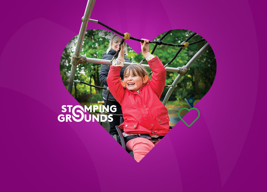 Child playing in heart - Stomping Grounds