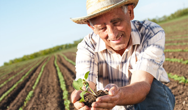 agricultor con planta