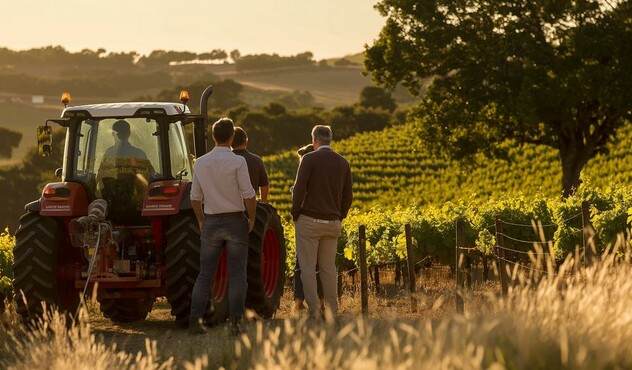 Viticulteurs en discussion dans les vignes Viticulteurs en discussion dans les vignes