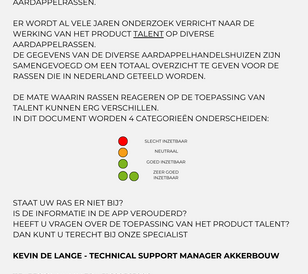 ADAMA Talent werking op aardappelrassen
