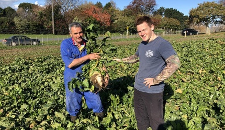 Grower Bruce Tiddy with his bumper sugar beet harvest