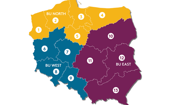 Przedstawiciele ADAMA Polska - mapa