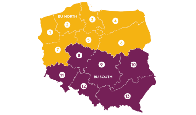 Przedstawiciele ADAMA Polska - mapa