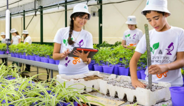 Children in greenhouse