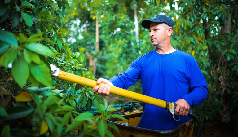Farmer on a crane