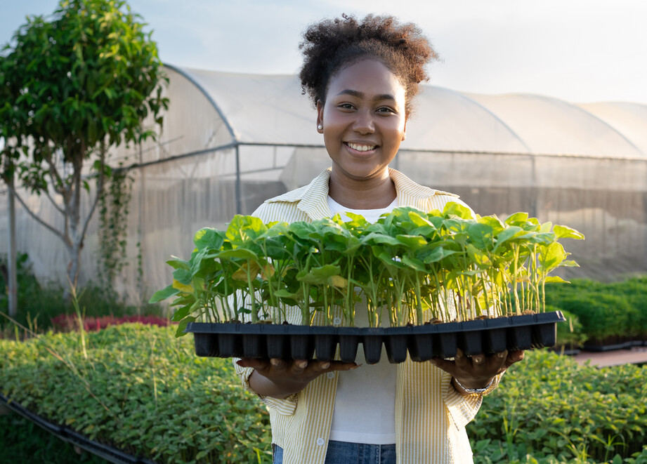 Farmer with plants
