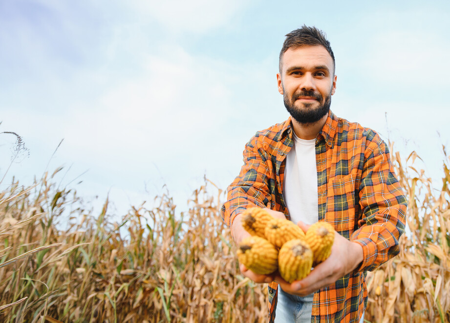 Farmer holding corn