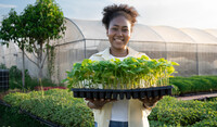 Farmer with plants