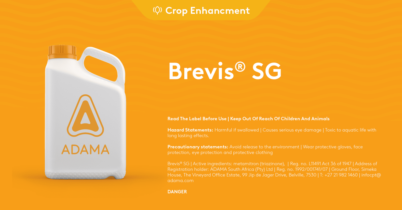 A bottle of Brevis® SG, a photosynthetic inhibitor used for precise fruit thinning in apple and pear orchards