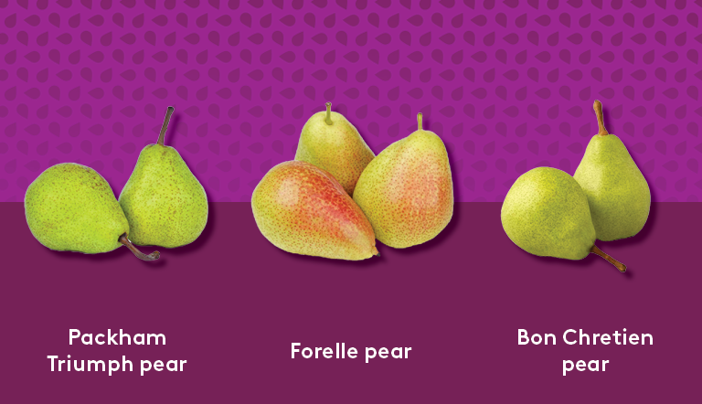packham triump, forelle, bon chertien pears types