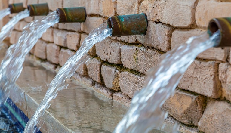 Water coming out of pipes