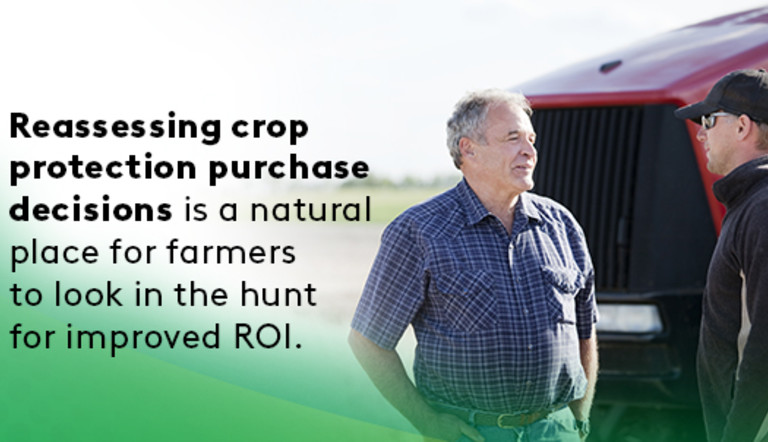 Two Growers talking beside a quote on ROI