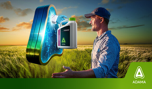 farmer looking into a portal with a new product jug coming out of it