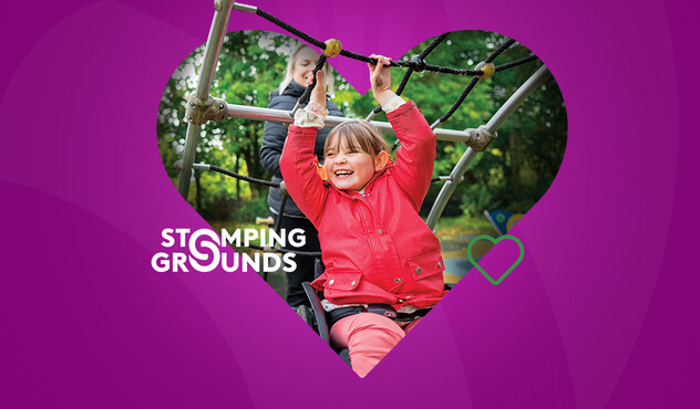 Child playing in a heart - Stomping Grounds