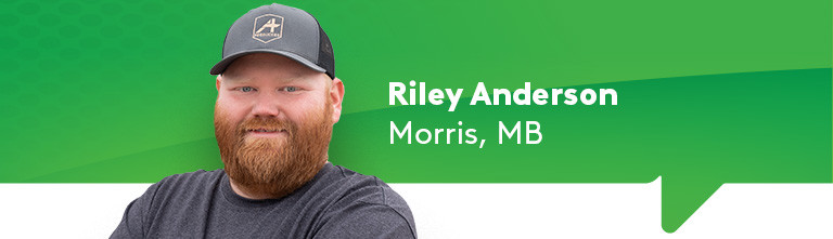 Riley Anderson on a green background