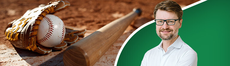 Cornie on a baseball background