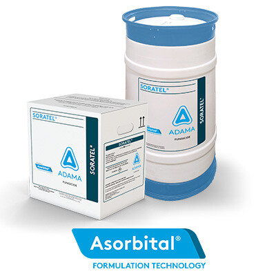 Box and Jug of SORATEL fungicide with Asorbital logo in corner