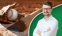 Cornie on baseball background